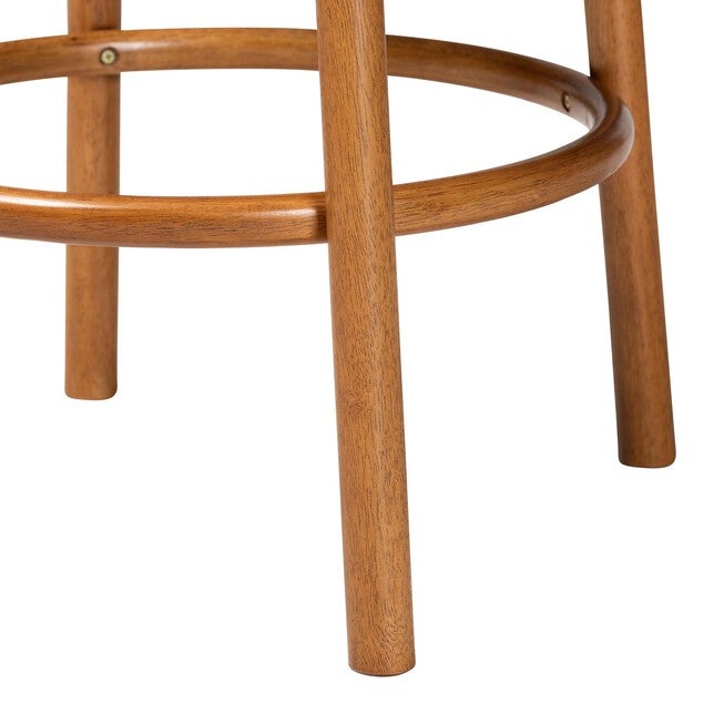 Olwen Modern Japandi Light Grey Boucle Fabric And Walnut Brown Finished Wood 2-Piece Bar Stool Set, , alternate image number null