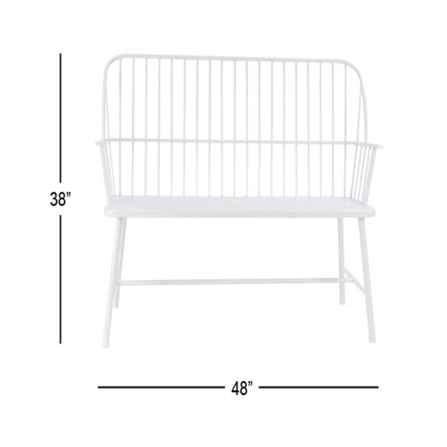 White Metal Farmhouse Bench, , alternate image number 5