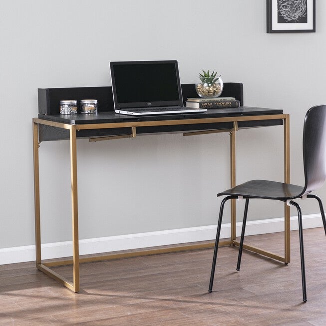 Caldlin Flip Top Desk W Storage, BLACK, hi-res image number null