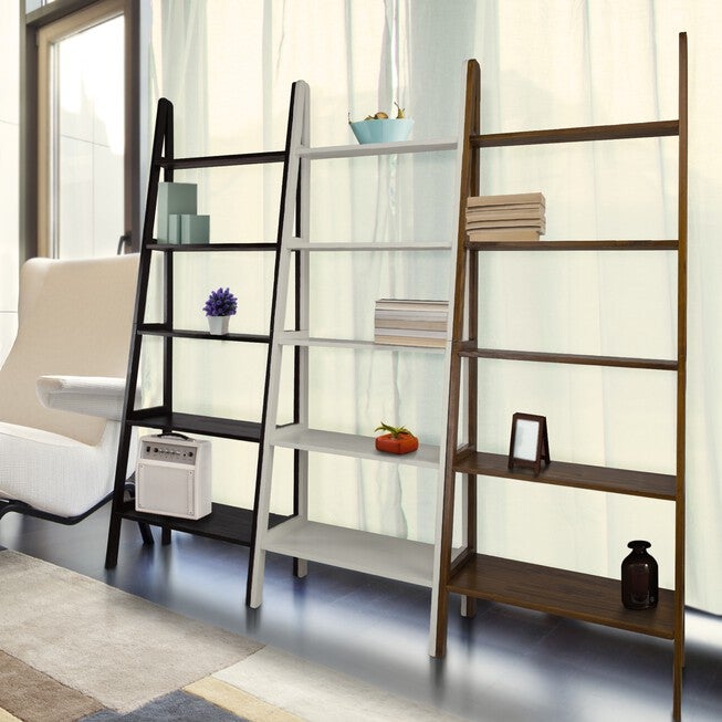 5-Shelf Ladder Bookcase-Warm Brown, , alternate image number null