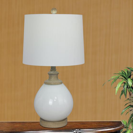 24.5" White Resin & Glass Table Lamp, WHITE, hi-res image number null