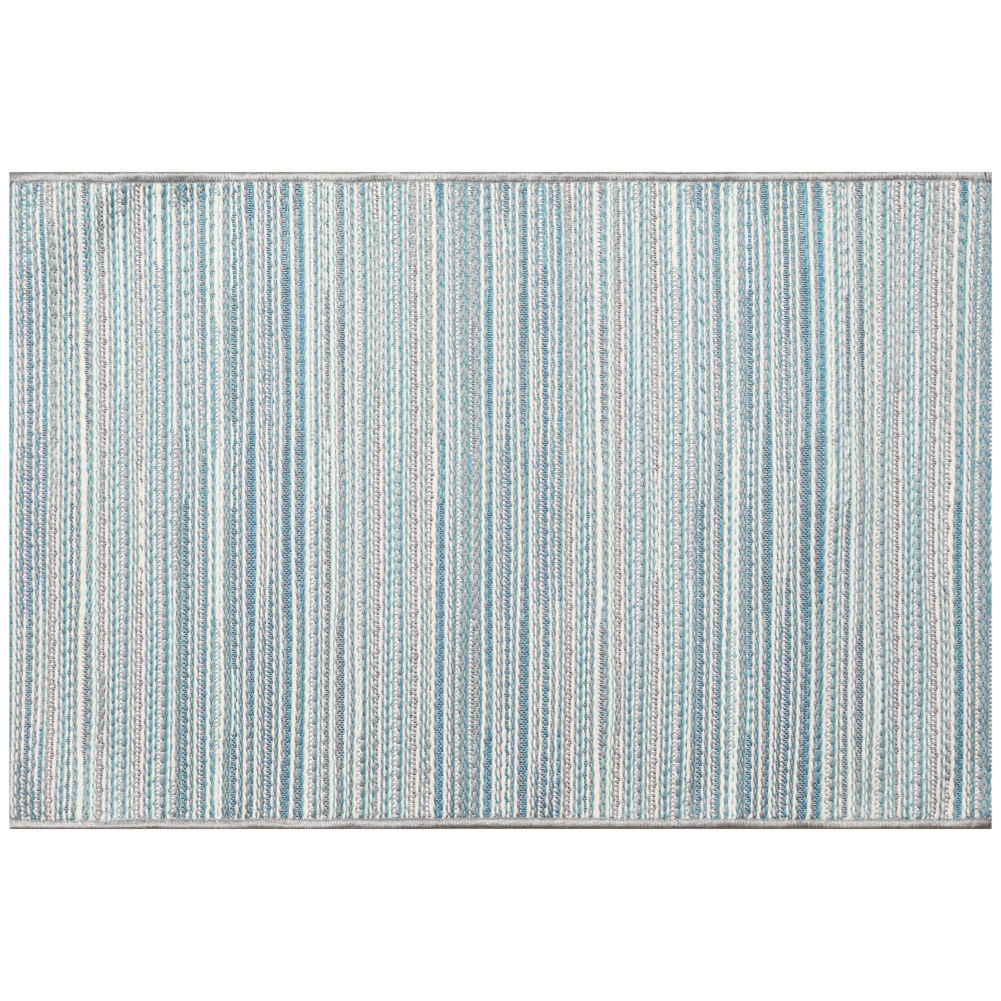 Liora Manne Miranda Tweed Stripe Indoor/Outdoor Area Rug Aqua 2' x 2 feet 10 inches, AQUA, hi-res image number 0