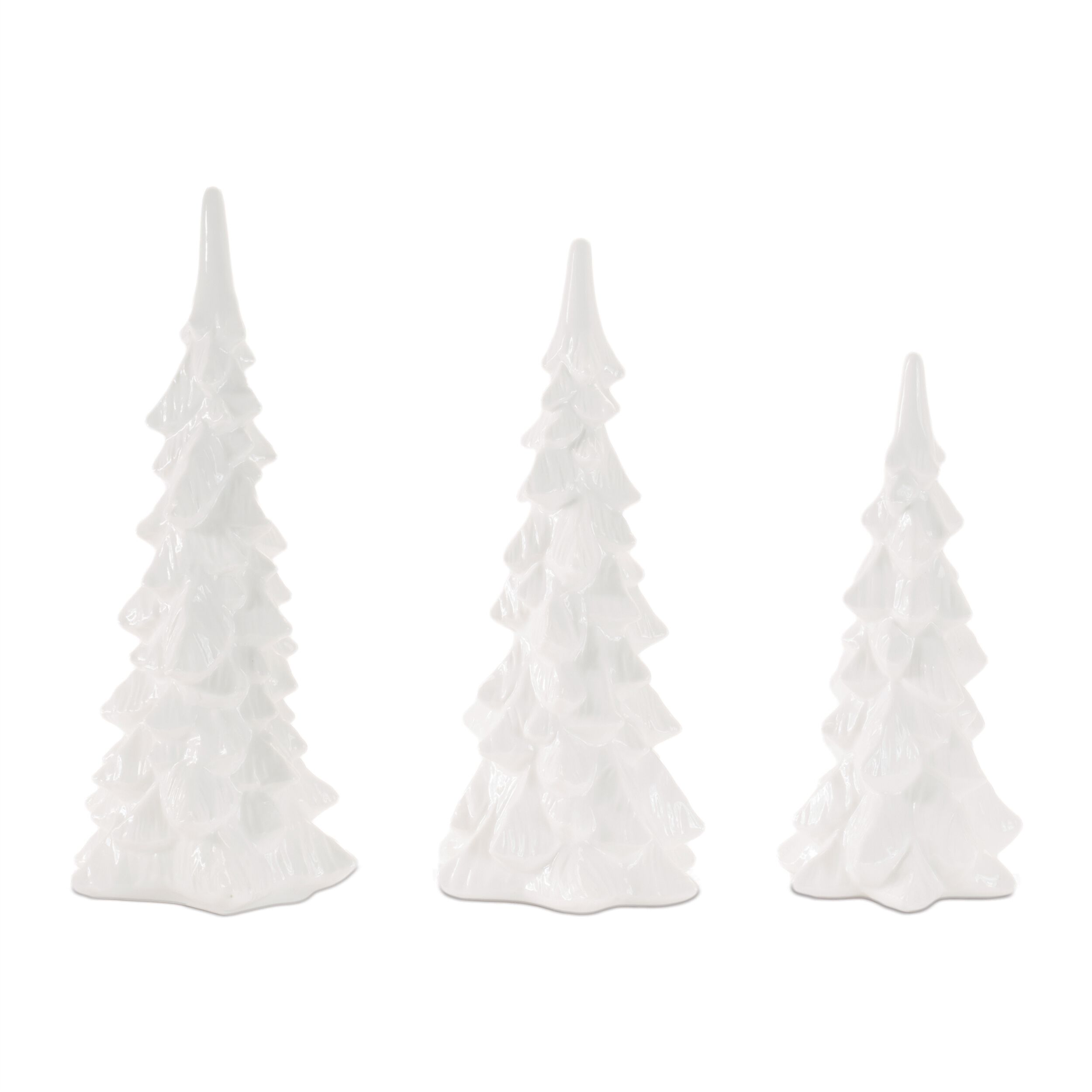 Ceramic Pine Tree (Set of 3), WHITE, alternate image number 1