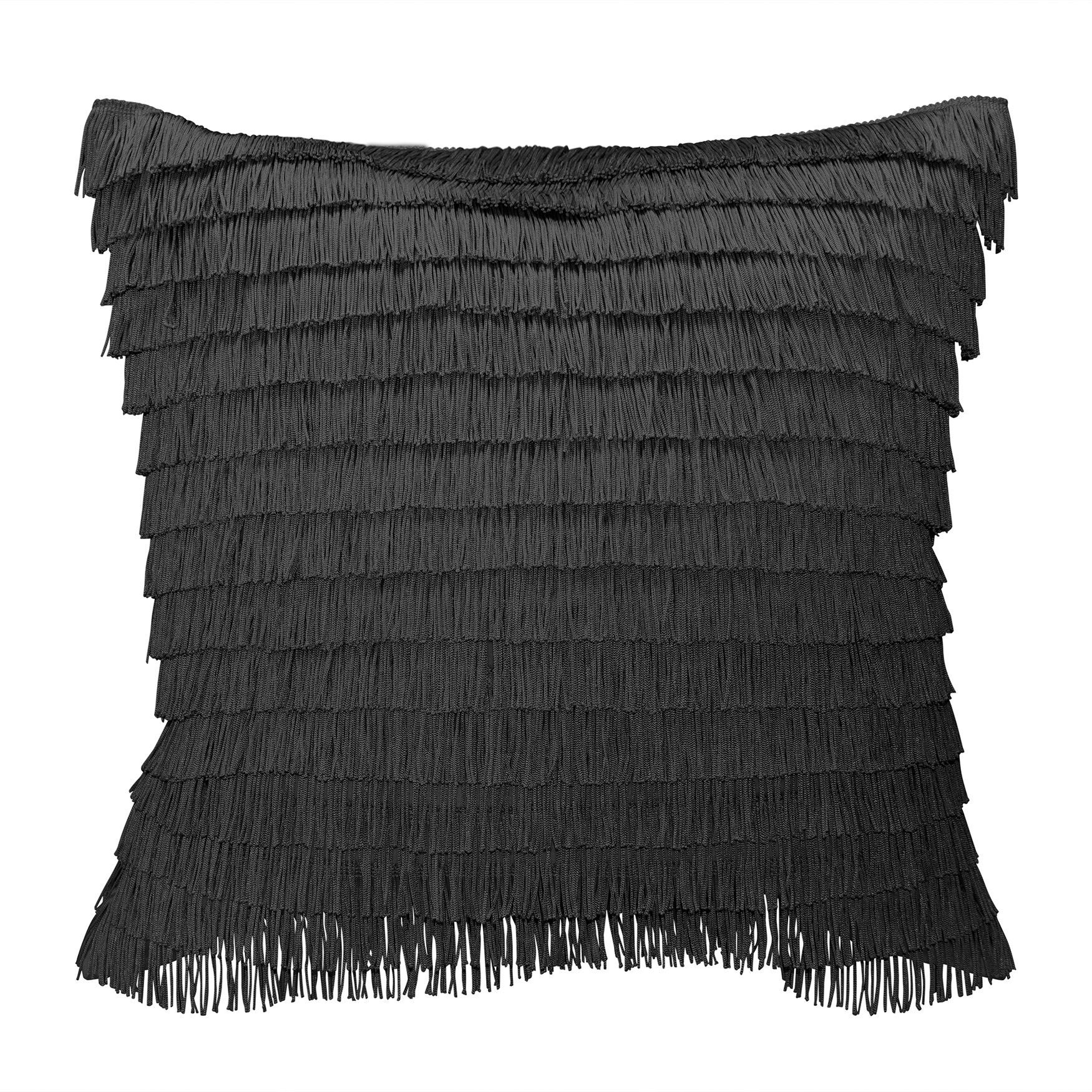 Home Gatsby Fringe Decorative Pillow Dec Pillow, BLACK, hi-res image number 0