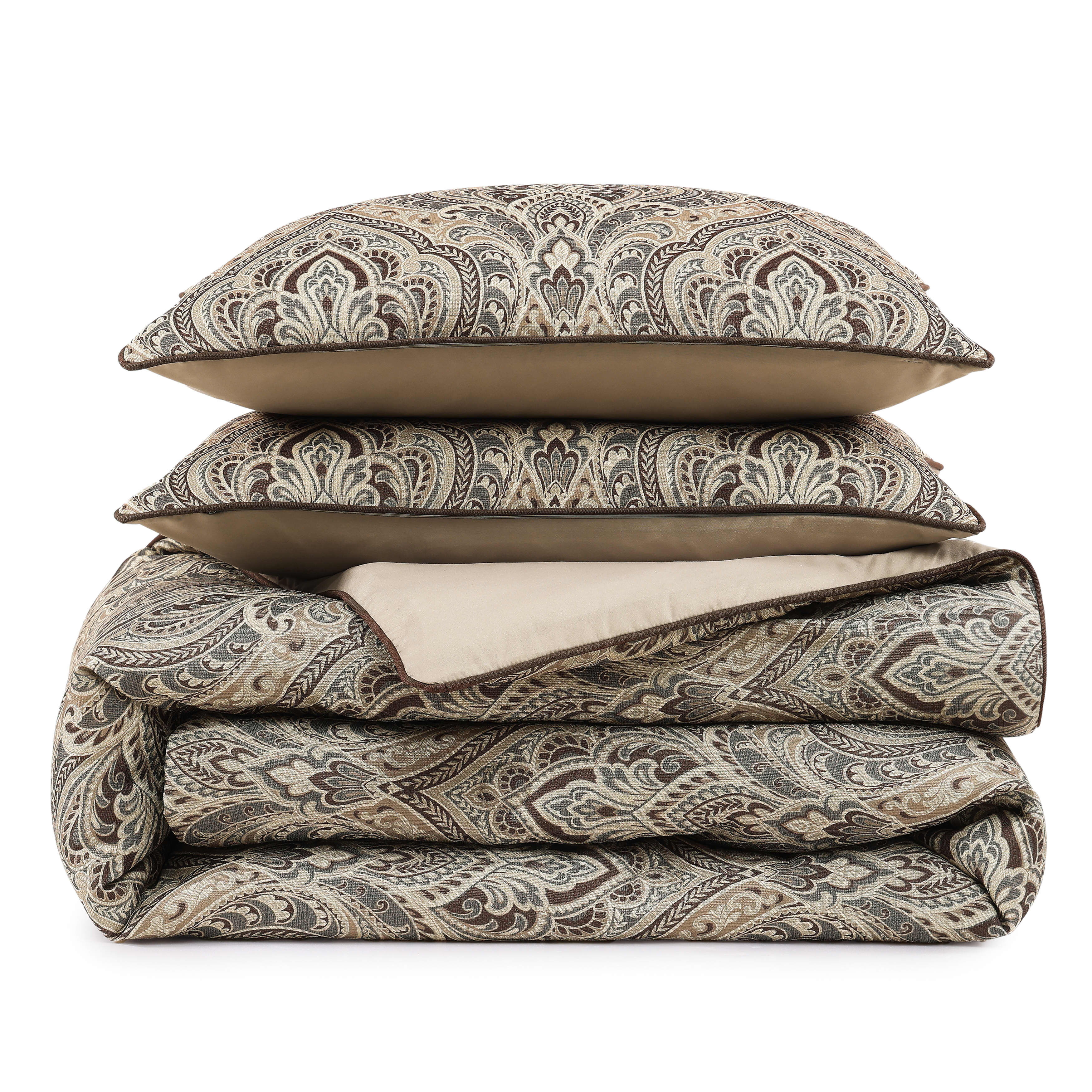 Maren 3 Piece Comforter Set, CHOCOLATE, alternate image number 4