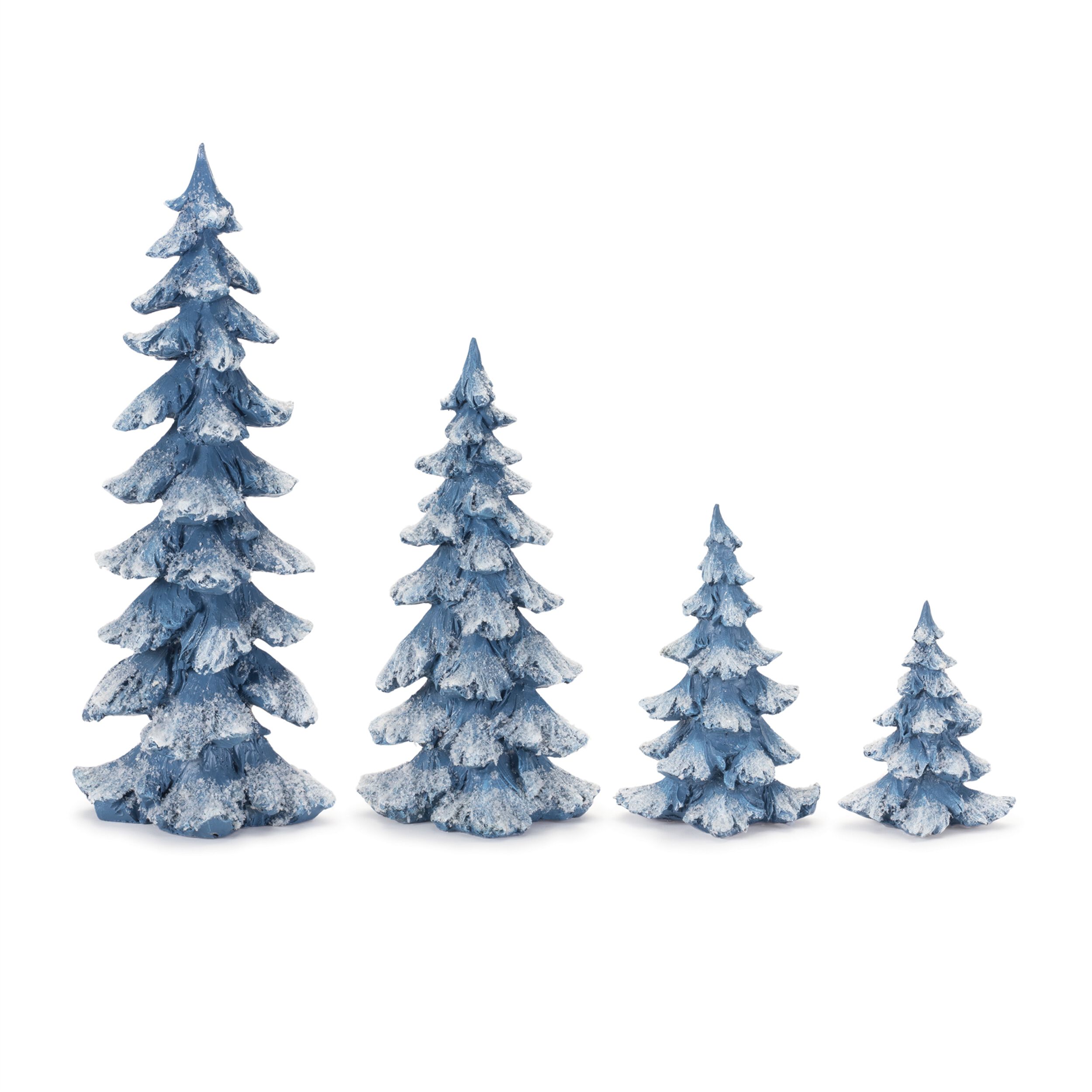 Flocked Pine Tree (Set of 4), BLUE WHITE, alternate image number 1