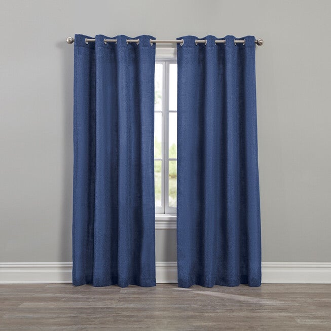 Textured Grommet Window Panel, DARK BLUE, hi-res image number 0