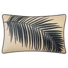 New York Botanical Garden® Indoor/Outdoor Raffia Embroidered Palm Frond Decorative Throw Pillow 12X20, Turq Multi, BLACK MULTI, hi-res image number null