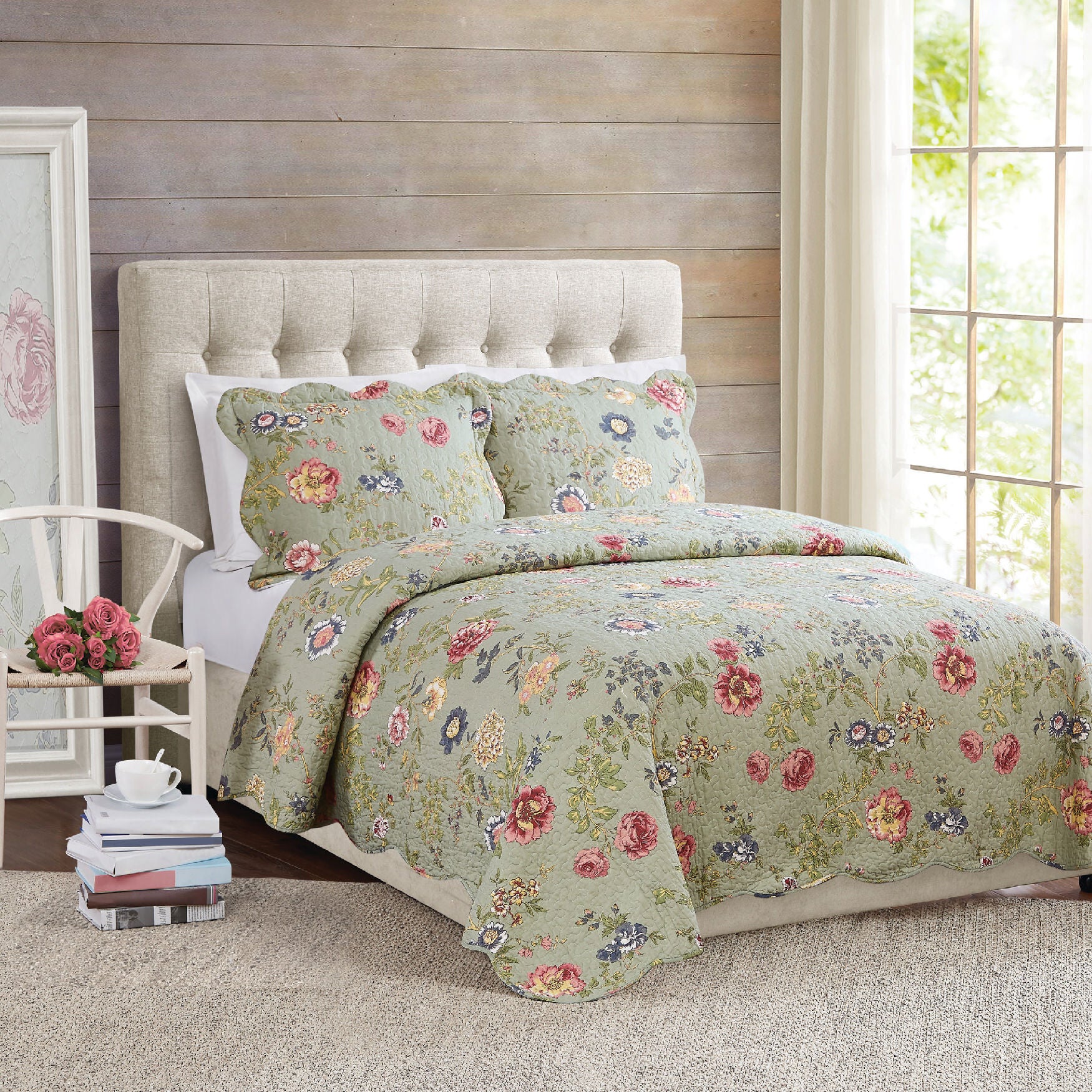 Edens Garden Twin Quilt with Pillow Sham, MULTI, hi-res image number 0