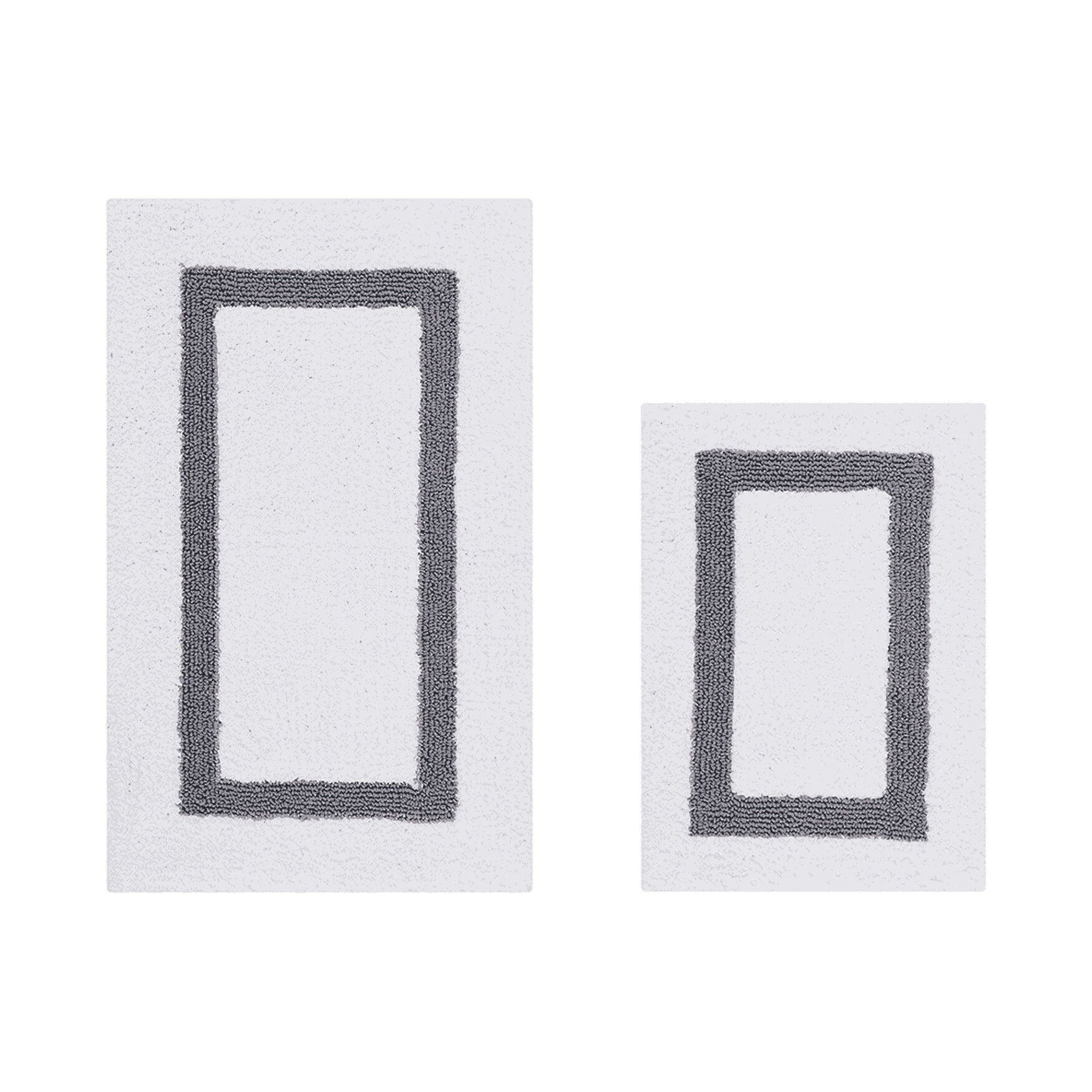 Hotel Collection 100% Cotton 2 Piece (17 inches X 24 inches | 21 inches X 34 inches) Bath Rug Set, WHITE GRAY, hi-res image number 0