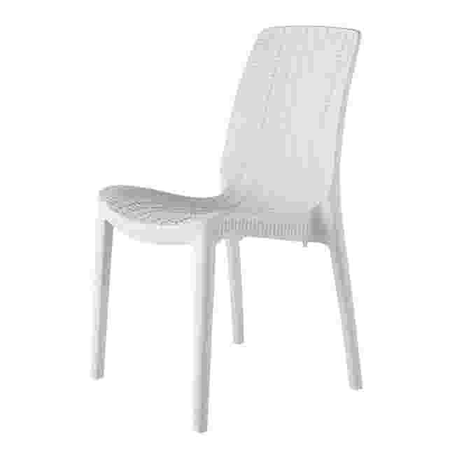 White woven outdoor chair with ottoman seat