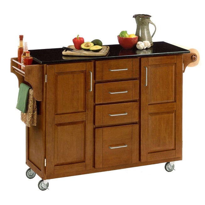 Oak Rigger Cart Large Cottage Oak Finish Create a Cart with Black Granite Top | OneStopPlus