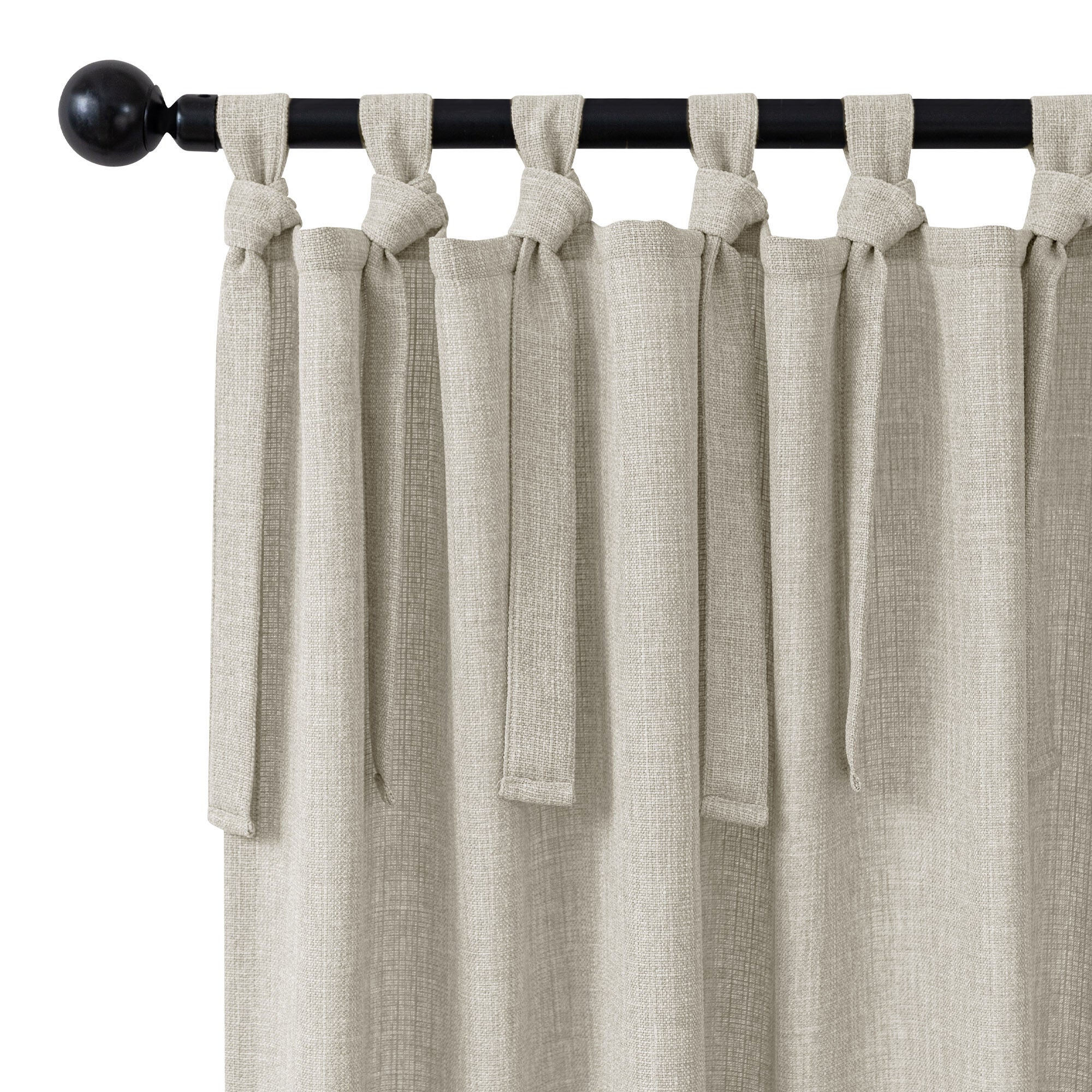 Knot Tie Top Light Filtering Panel Pair, NATURAL, alternate image number 2