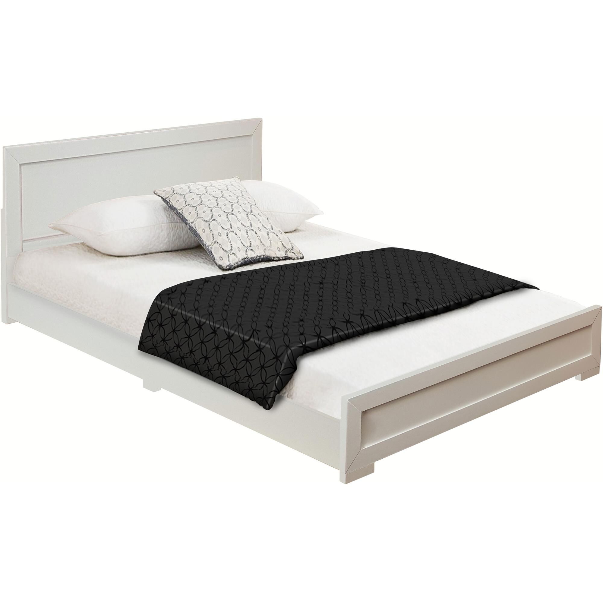 Trent Wooden Platform Bed in Walnut, Queen, WHITE, alternate image number 1