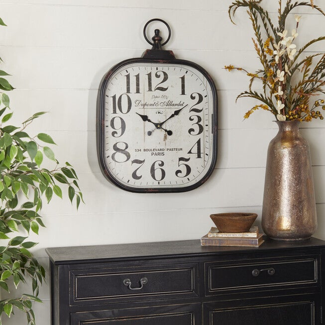Black Vintage Metal Wall Clock, , alternate image number null