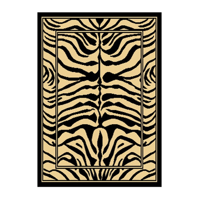 Zone Zebra Print Rug, 5 feet 2 inchesx7 feet 4 inches, BLACK, hi-res image number null