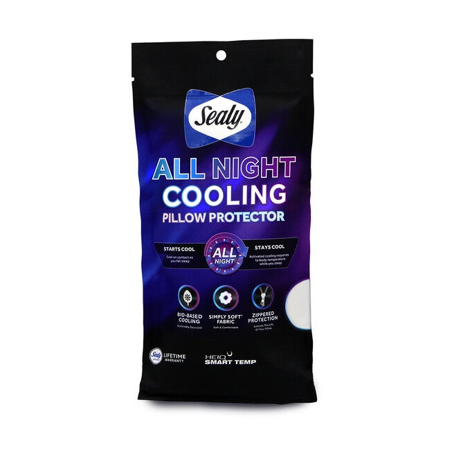 Sealy All Night Cooling Pillow Protector, WHITE, hi-res image number 0