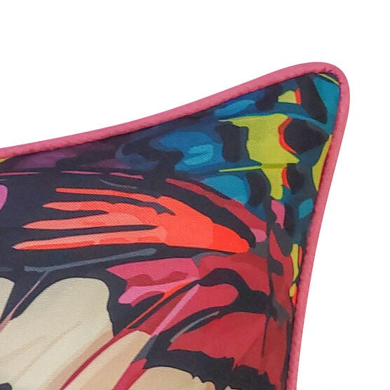 Edie @ Home Indoor/Outdoor Abstract Allover Butterfly Wings Decorative Throw Pillow 20X20, Black Magenta Multi, , alternate image number null