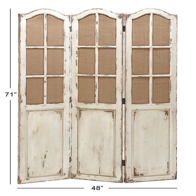 Beige Wood Farmhouse Room Divider Screen, 71 inches x 48 inches x 1 inches, , alternate image number 7