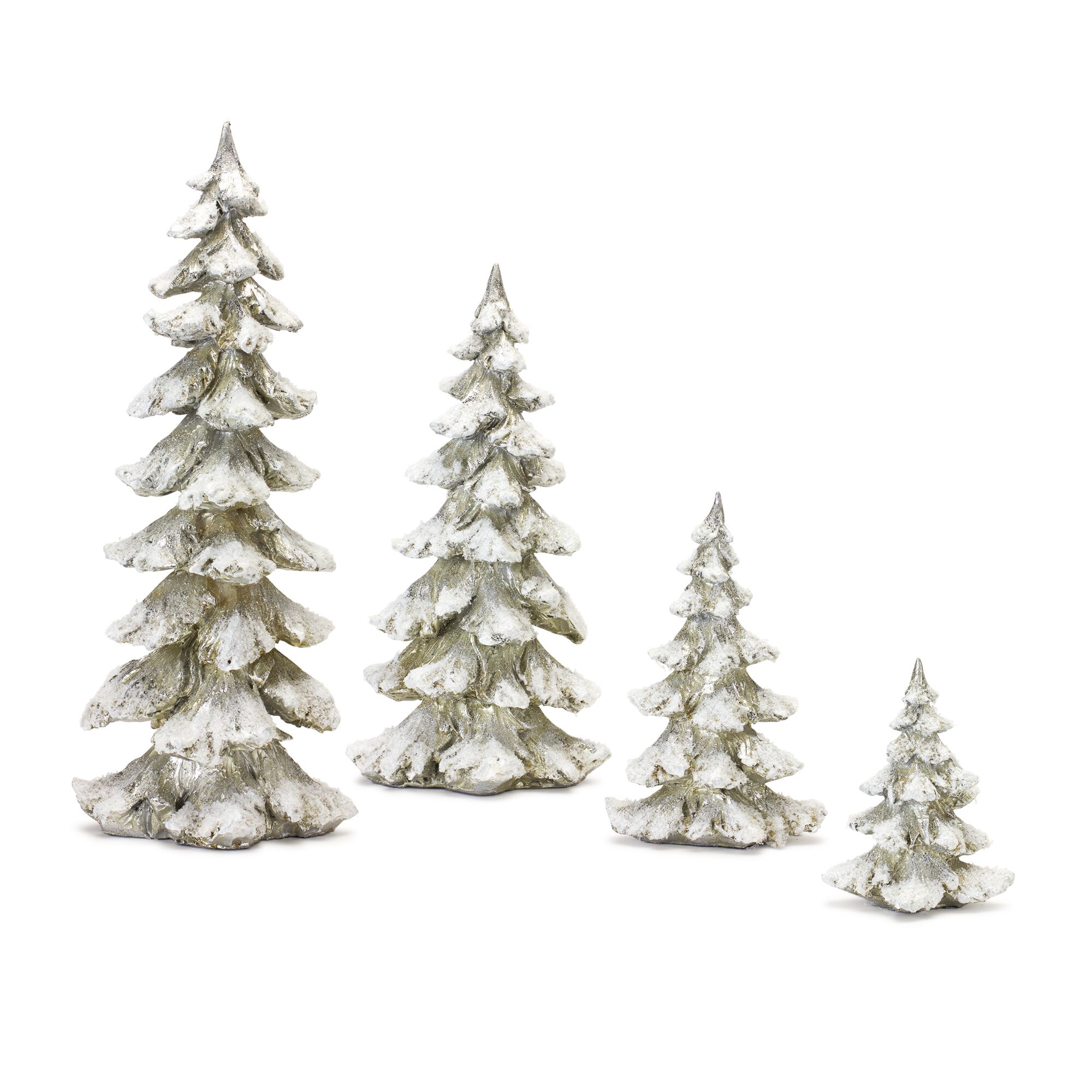 Frosted Pine Tree Decor with Silver Finish (Set of 4), SILVER, alternate image number 1