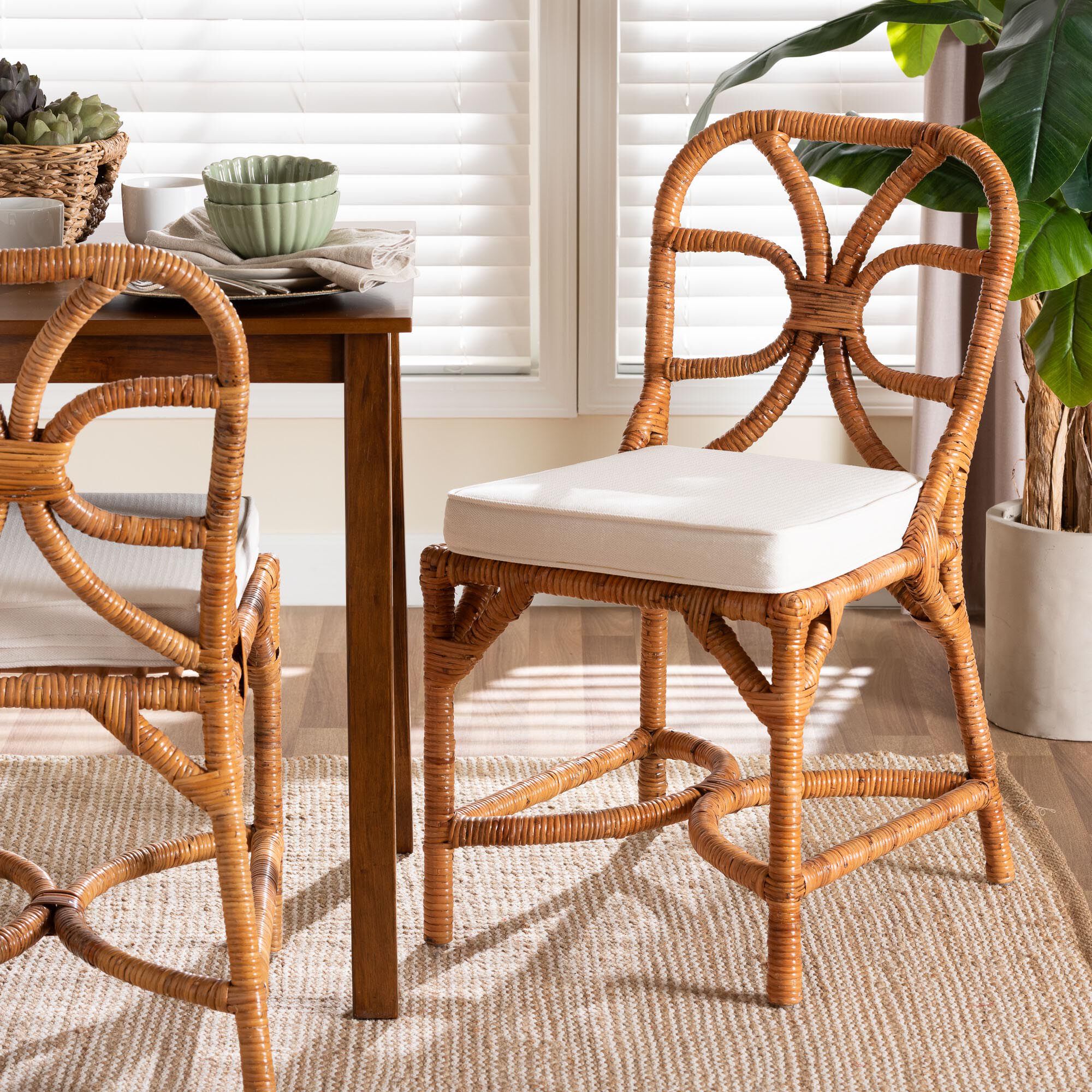 Alondra Natural Rattan Dining Chair, BROWN, hi-res image number 0