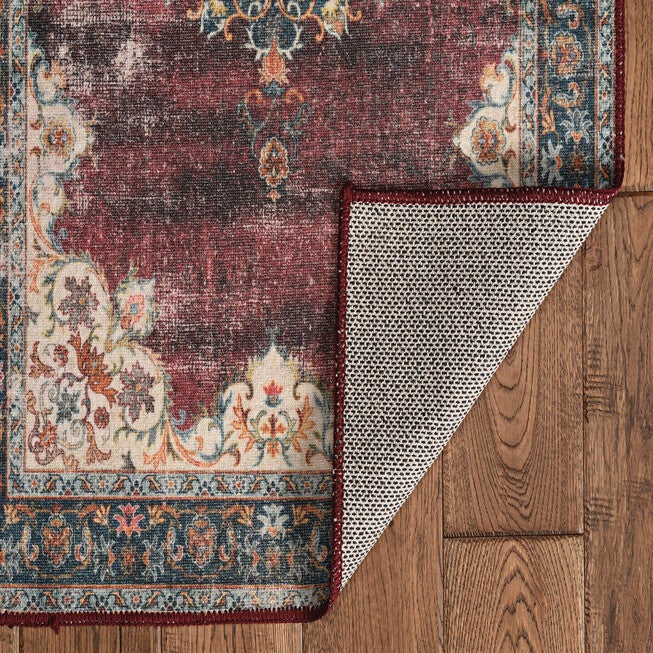 Washable Bryant Ivory/Burgundy Rug, , on-hover image number null