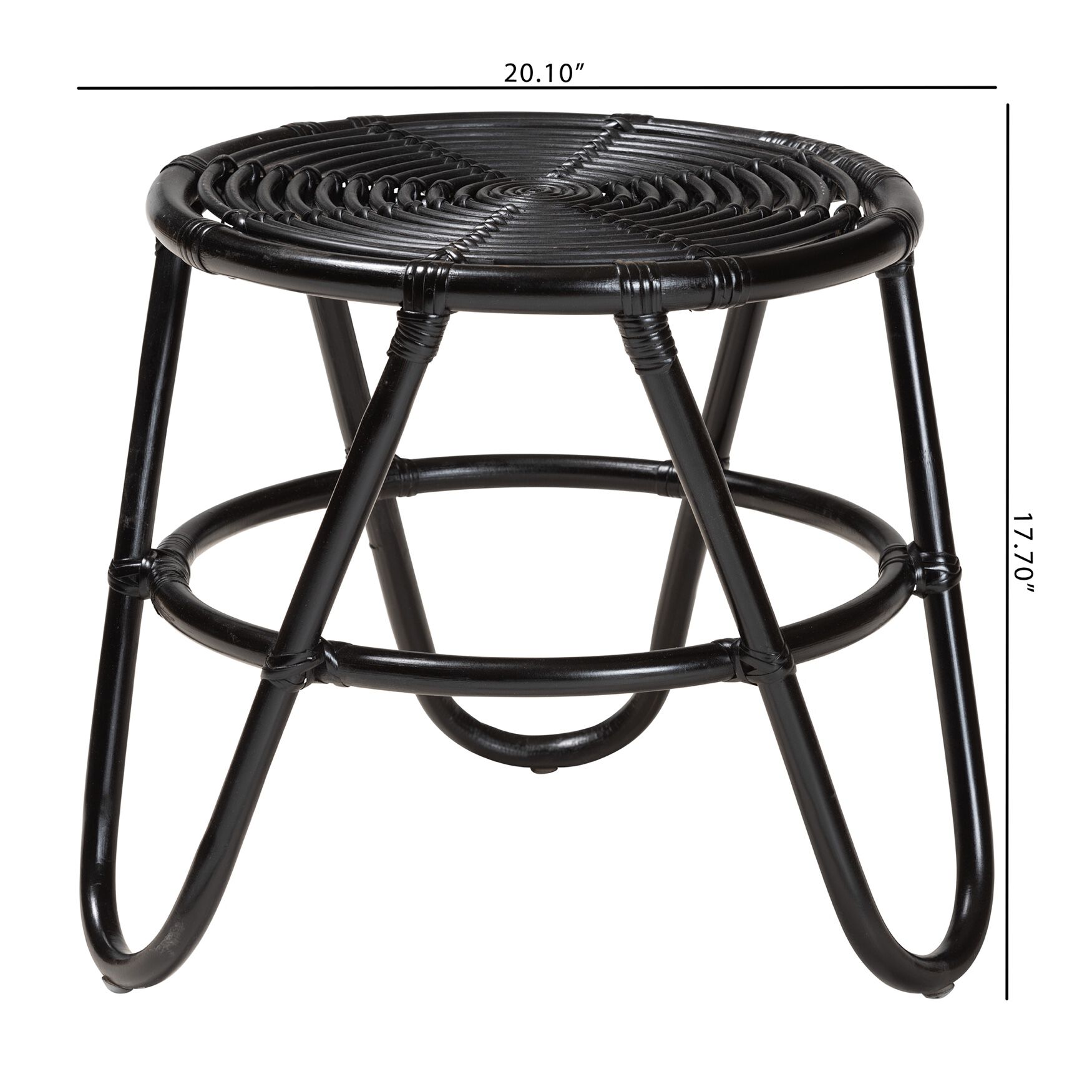 Pertessa Modern Bohemian Black Finished Rattan End Table, , alternate image number 6