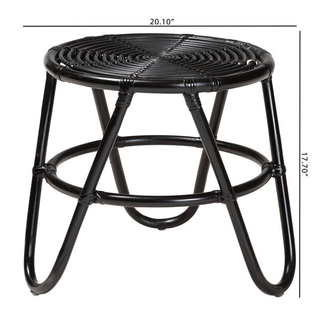 Pertessa Modern Bohemian Black Finished Rattan End Table, , alternate image number 6