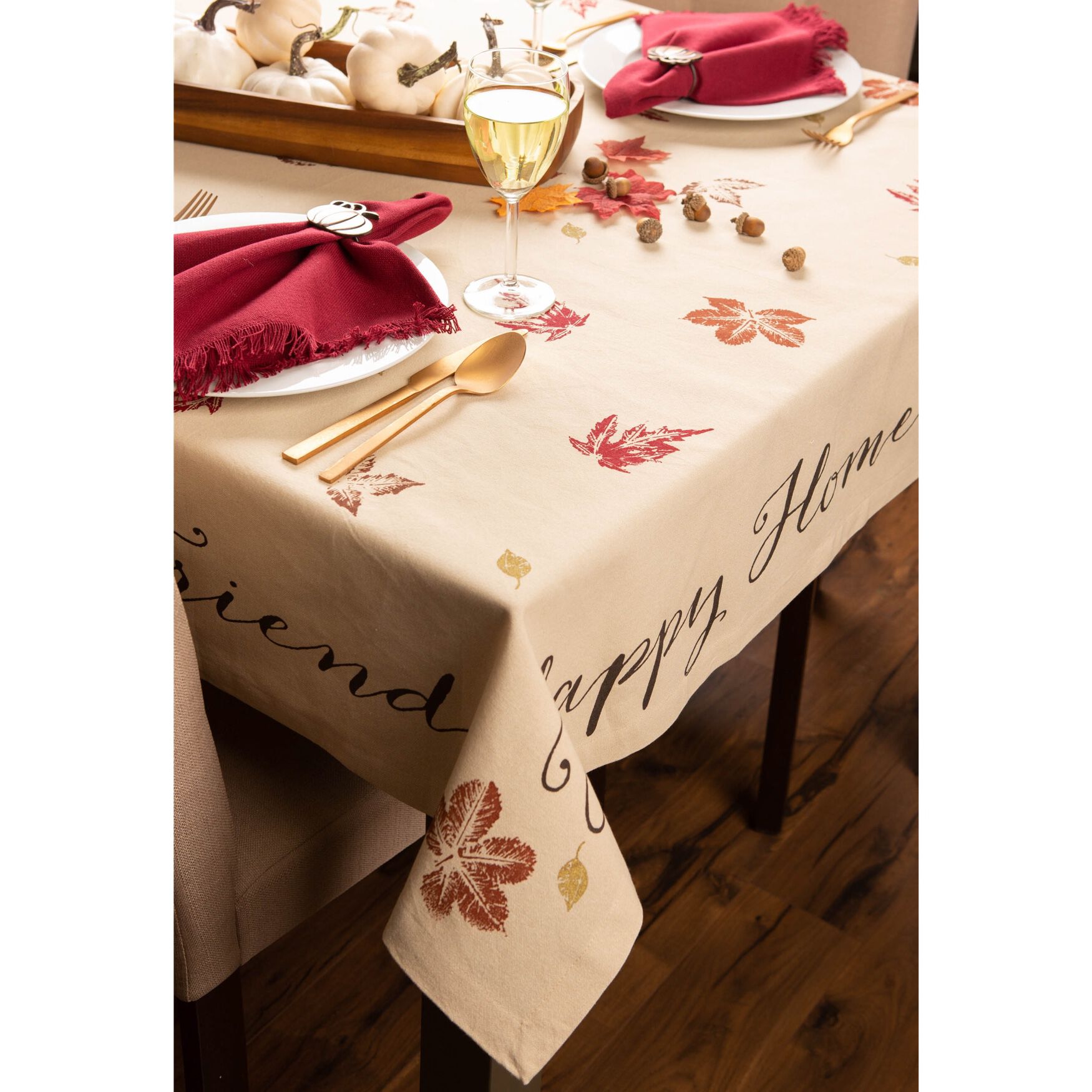 Rustic Leaves Print Tablecloth 60x84, , alternate image number 4