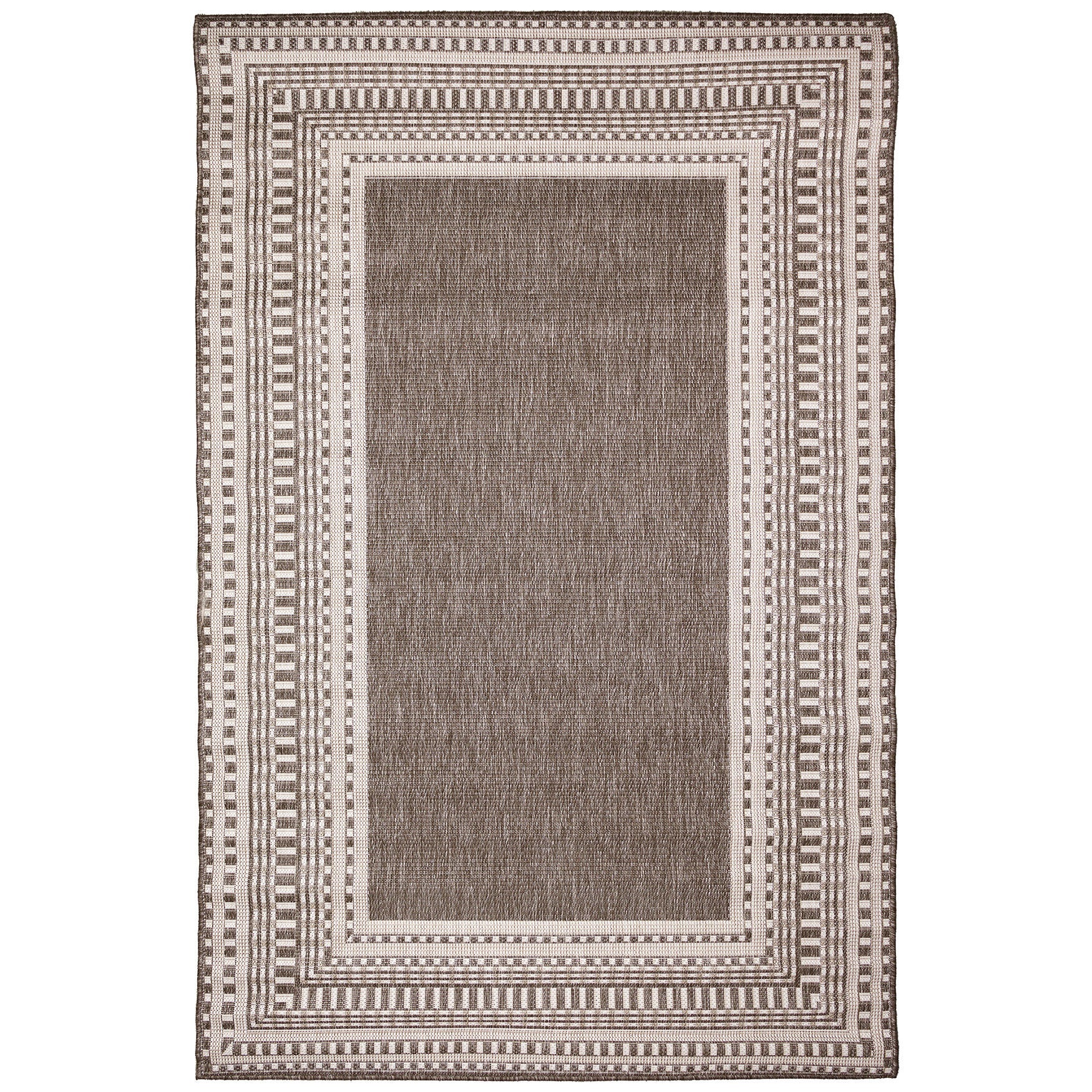 Liora Manne Malibu Etched Border Indoor/Outdoor Area Rug Charcoal 3 feet 3 inches x 4 feet 11 inches, NEUTRAL, hi-res image number 0
