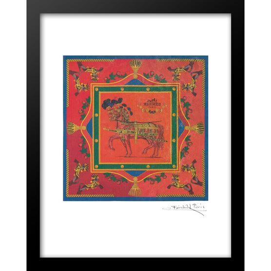 Hermes Scarf 14x18 Framed Print, ORANGE, hi-res image number null