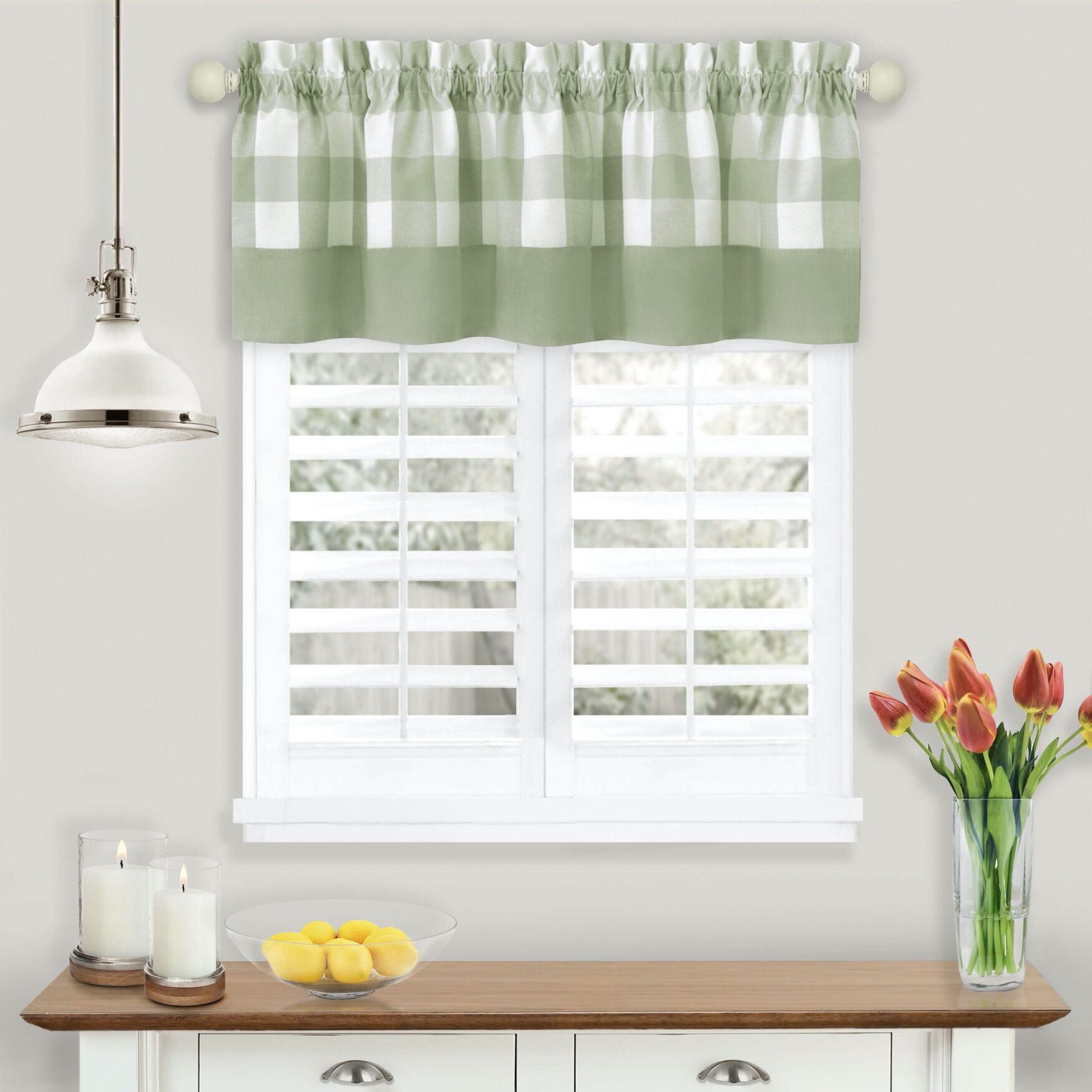 Hunter Window Curtain Valance, APPLE GREEN, hi-res image number 0