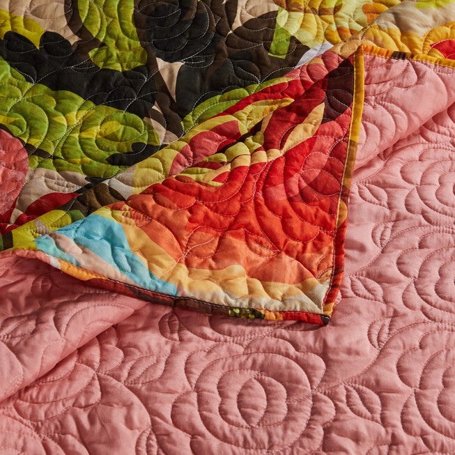 Senna Boho Floral Quilted Throw Blanket, , alternate image number null