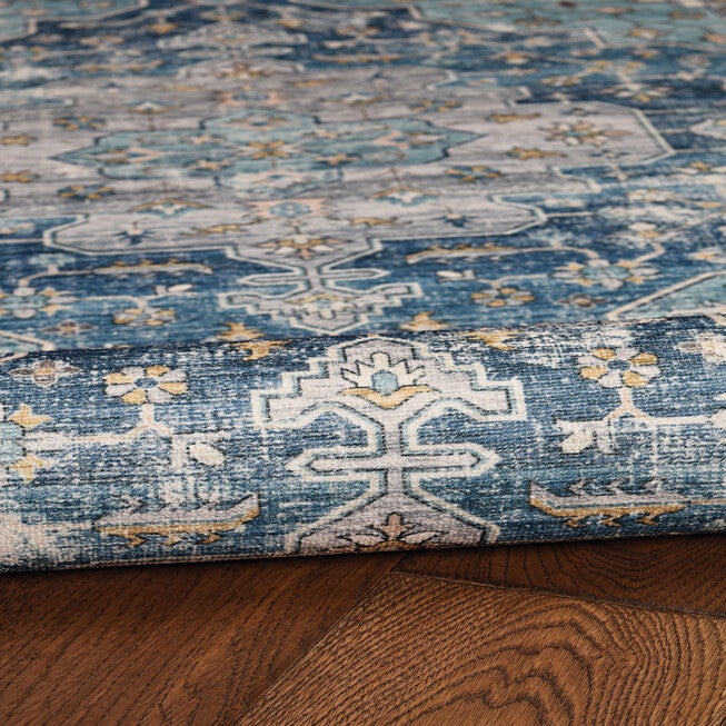 Washable Sariah Teal/Ivory Rug, , alternate image number null