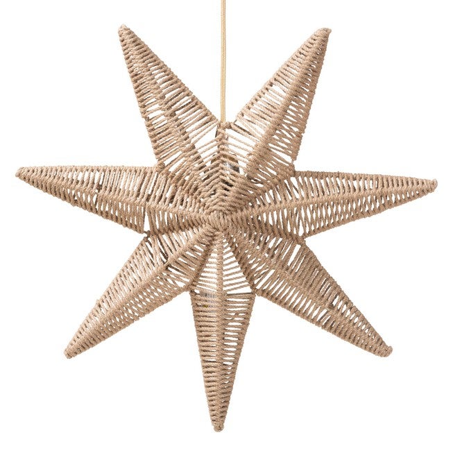 Idriya Handwoven Jute Pendant Lampshade - Star-Shaped Natural Fiber Light Cover, Coastal Boho Lighting Decor, BROWN, alternate image number 1