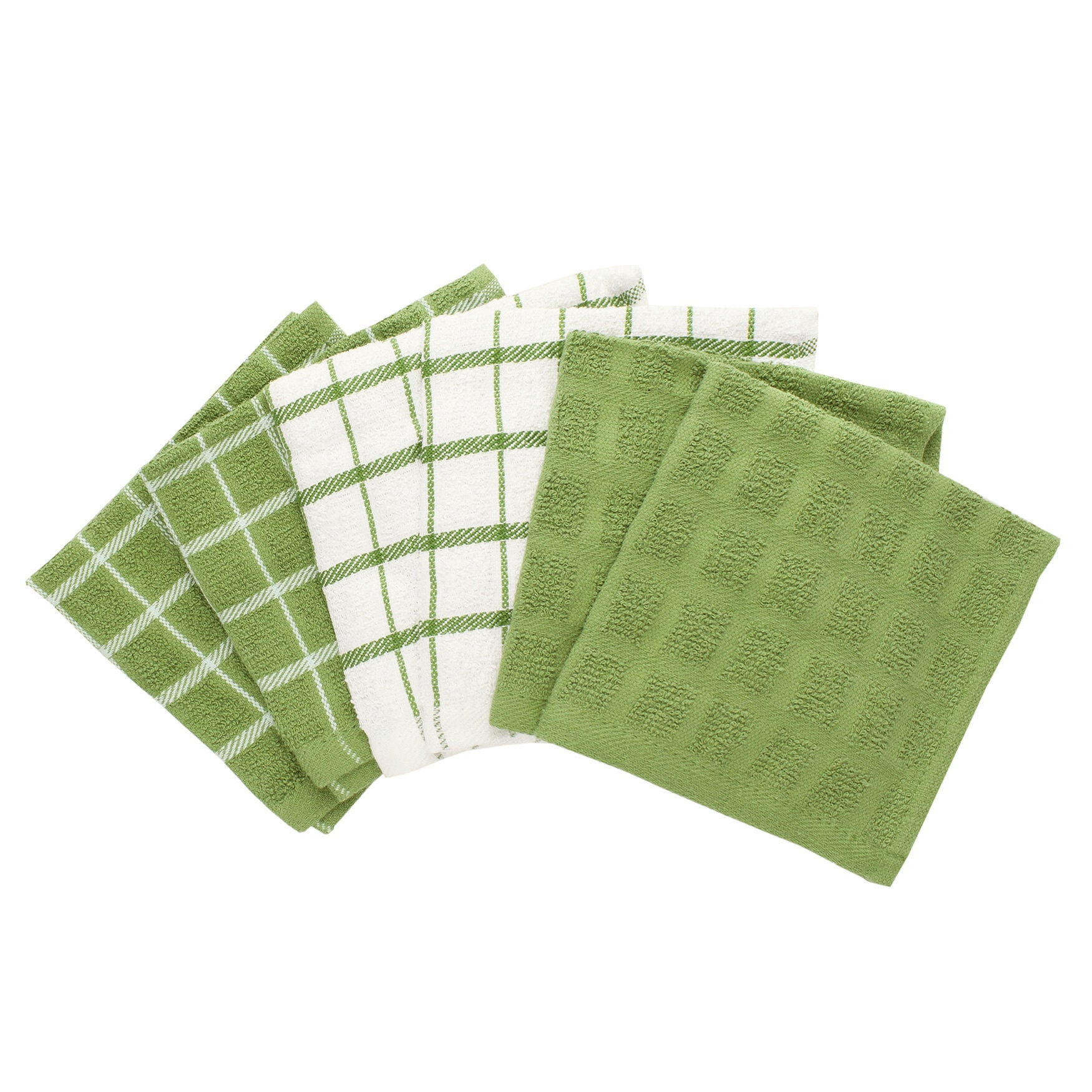 6Pk Terry Check Dish Cloth Dish Cloth, CACTUS, hi-res image number 0