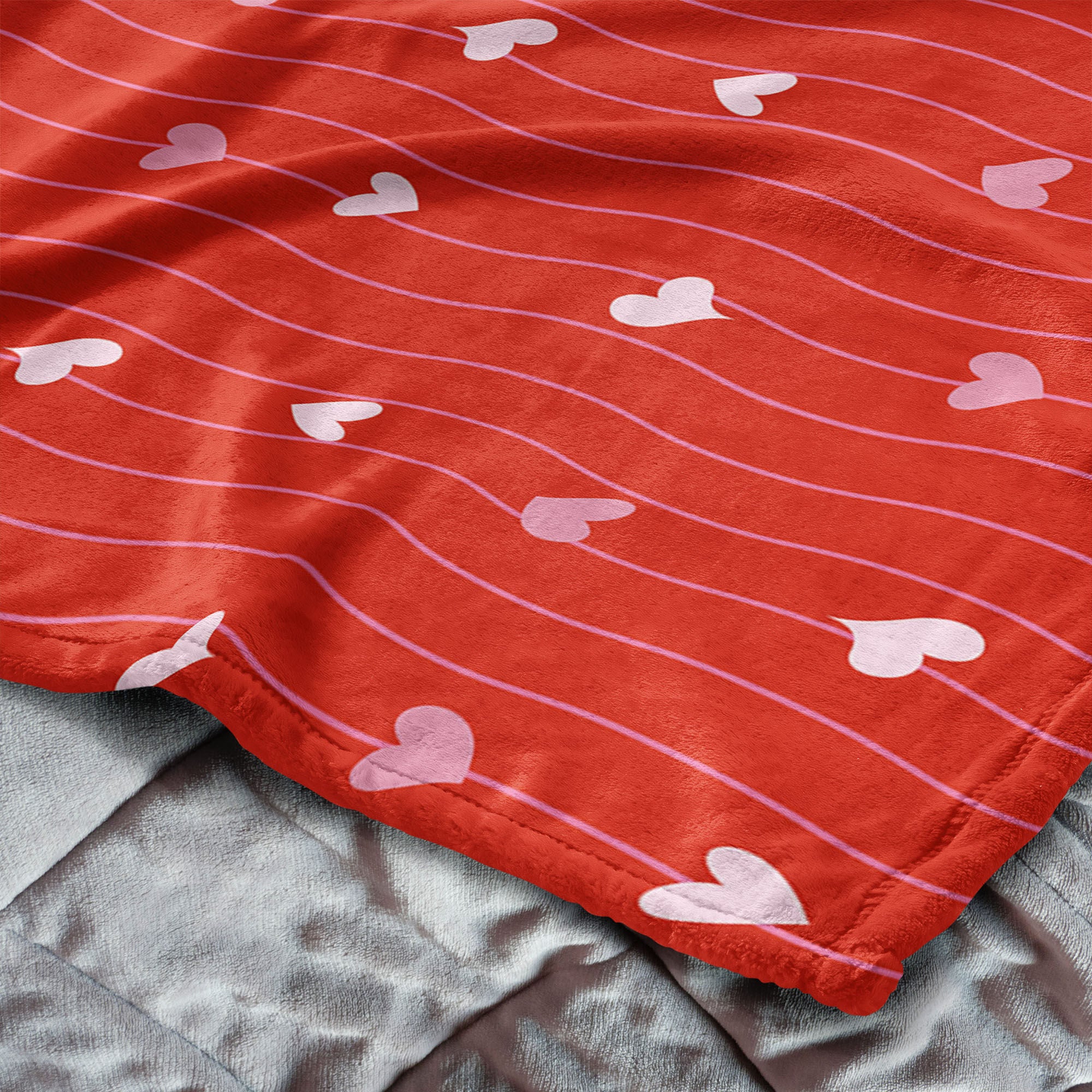 Valentine's Day Line Hearts Silk Touch Throw Blanket 60x80 Inches, HEARTS THROW, alternate image number 4
