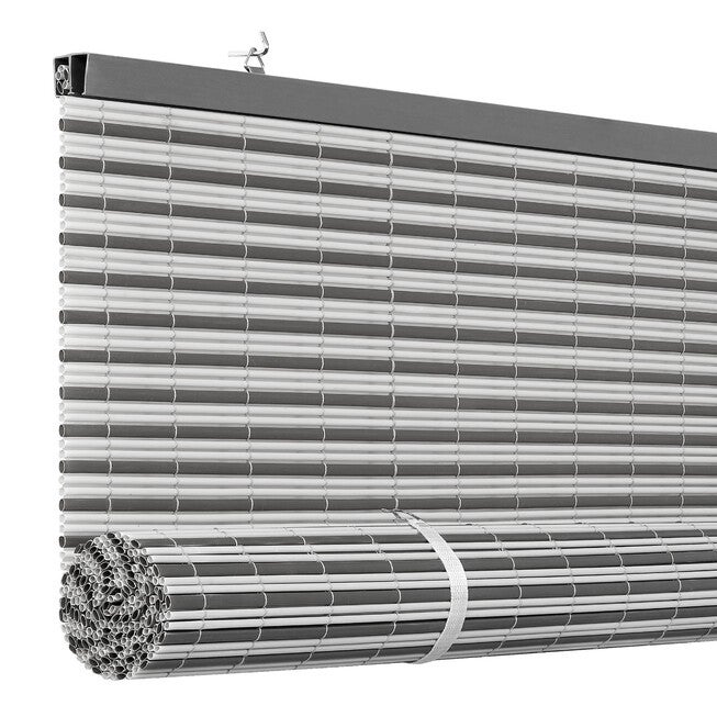 Cordless Veranda Vinyl Roll-Up Blind, Charcoal Silver, , alternate image number null