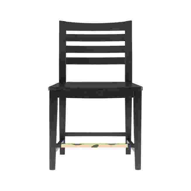 Front view of a single black counter stool