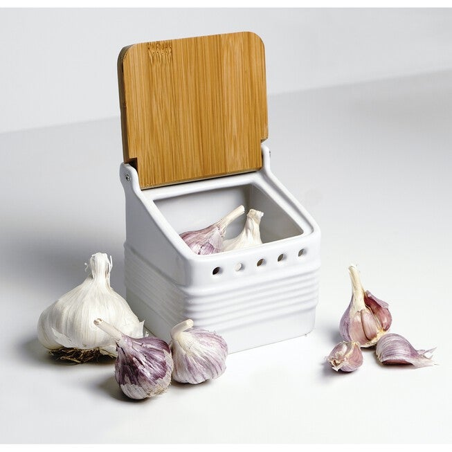 Stoneware Garlic Keeper - White, , alternate image number null