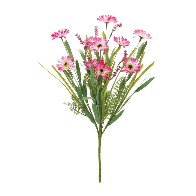 Mixed Daisy Bush (Set of 2) 20 inchesH Polyester, GREEN/PINK, alternate image number 1
