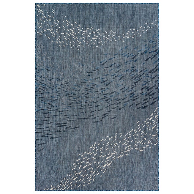 Liora Manne Carmel School Of Fish Indoor/Outdoor Rug, NAVY, hi-res image number null