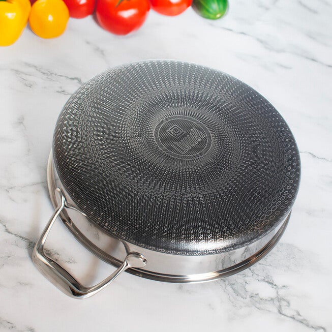 LIVWELL DiamondClad™ 5 Quart Hybrid Nonstick Stainless Steel Saute Pan and Lid, Dishwasher Safe, PFOA-free – Silver/Black, SILVER, alternate image number 7