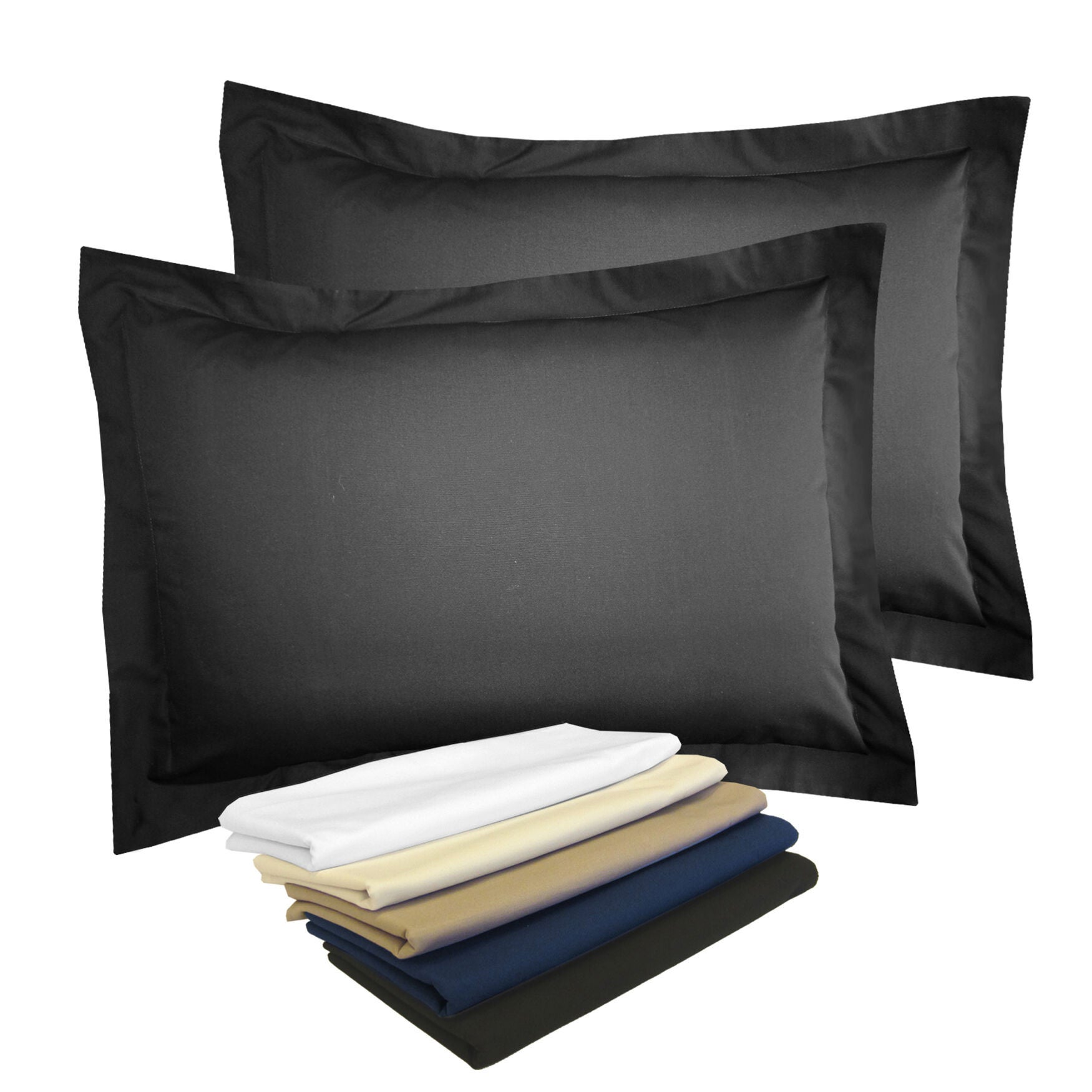 2-Pack Tailored  65/35 Poly/Cotton Sham, BLACK, hi-res image number 0
