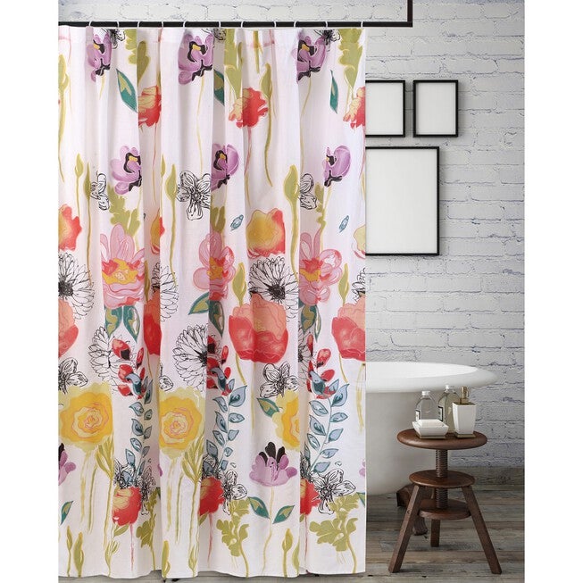 Watercolor Dream Shower Curtain , WHITE, hi-res image number 0