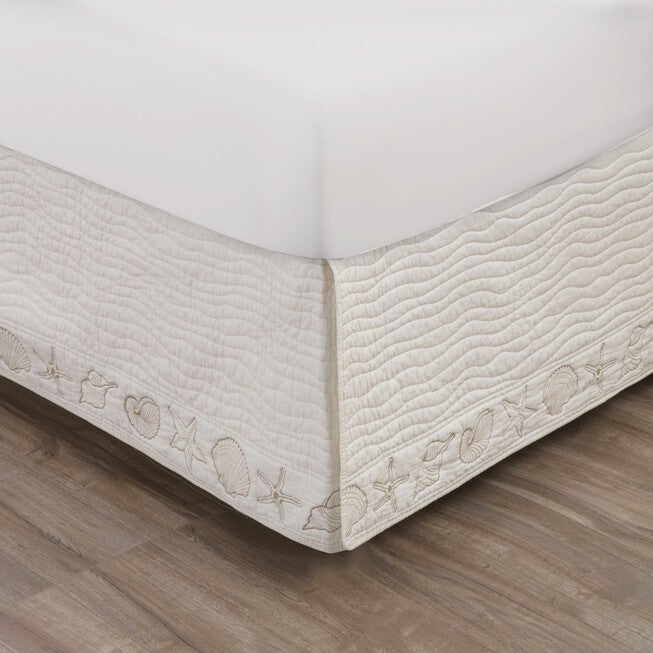 Coastal Seashell Ivory Bed Skirt 18-inch, IVORY, hi-res image number null