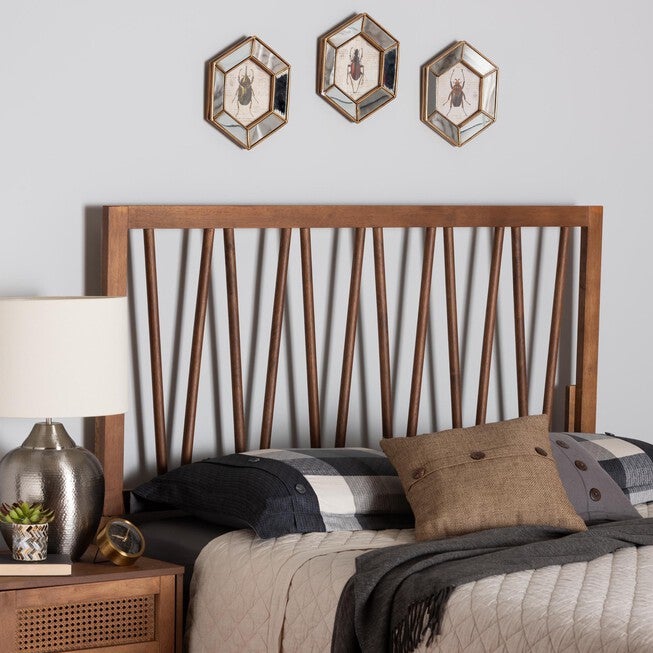 Rahela Mid-Century Modern Ash Walnut Finished Wood Queen Size Headboard, , alternate image number 4