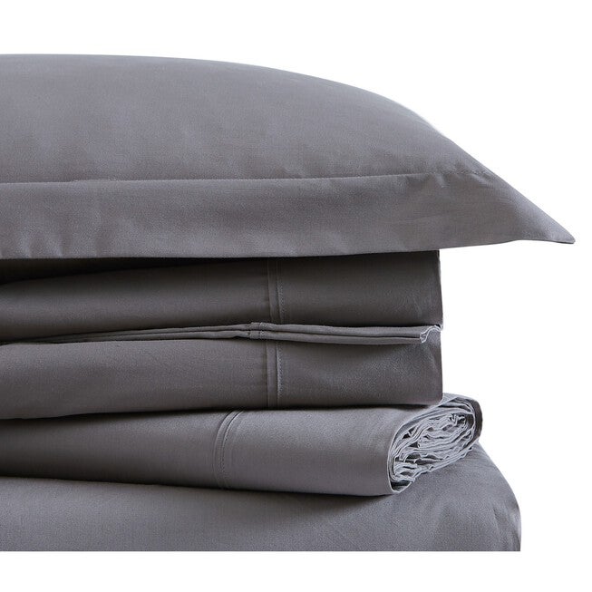 Classic Cotton Sheet Set, GREY, hi-res image number 0