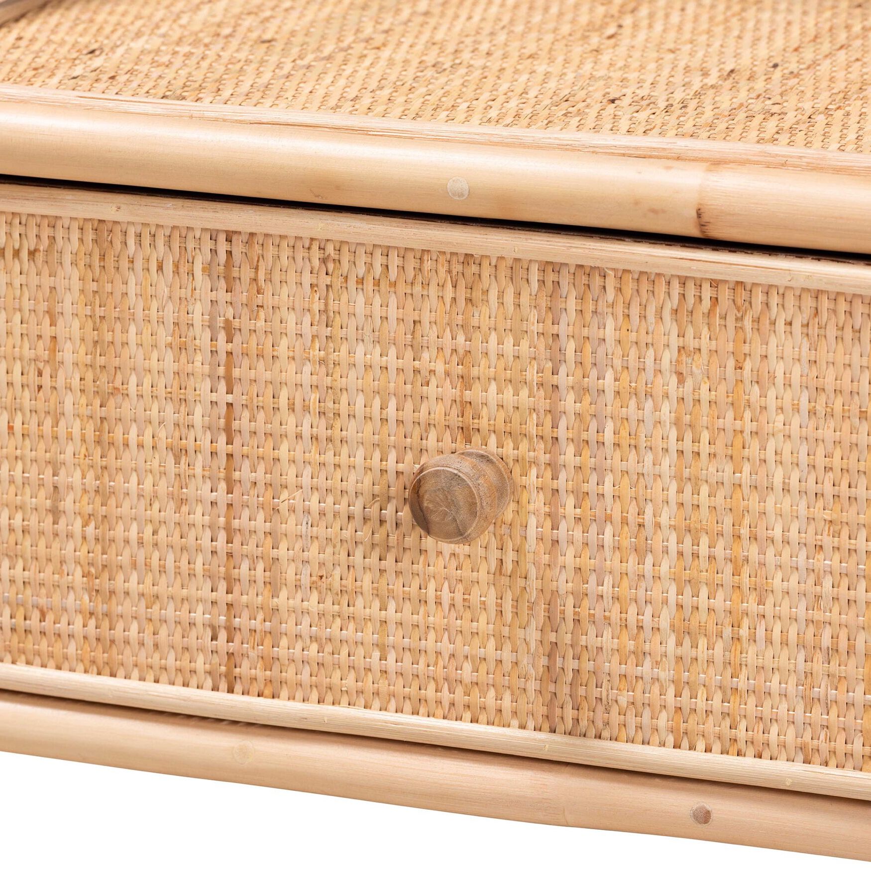 Lalo Modern Bohemian Natural Brown Rattan 1-Drawer Nightstand, , alternate image number 4