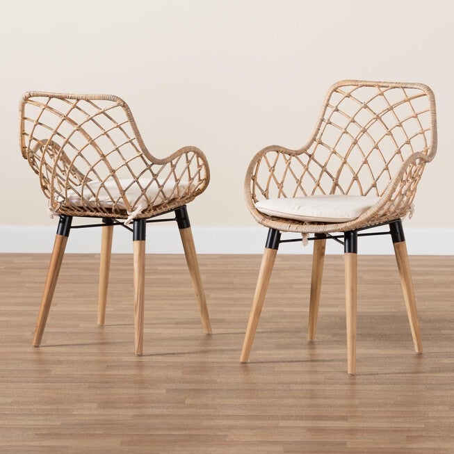 Ballerina Modern Bohemian Black Finished Rattan And Metal Dining Chair, , alternate image number 13